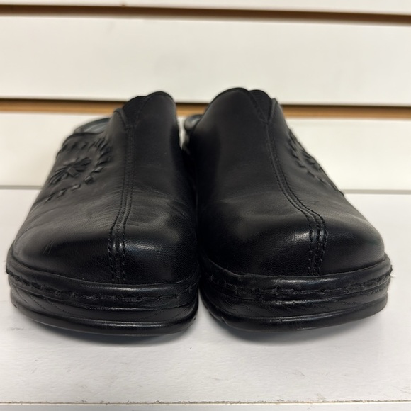 KLOGS PORTOFINO BLACK LEATHER SLIP RESISTANT PLATFORM CLOGS COMFORT FOOTBED SZ 7 - Picture 4 of 11